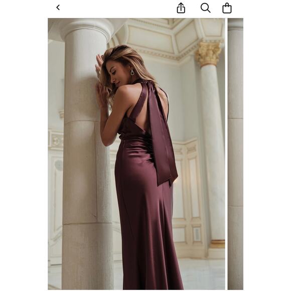 Xscape Evenings Red Halter Neck Satin Sheath Gown Size 8
